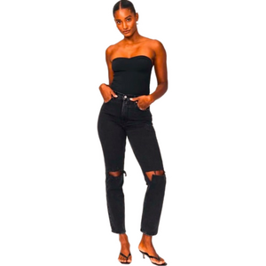 Abercrombie & Fitch black distressed 90s straight high rise jeans size 2 / 26